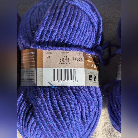 Lion Brand Woolspun Yarn in Orchid ,Purple Blue Blend, 4 New Vintage Skiens - Picture 7 of 10